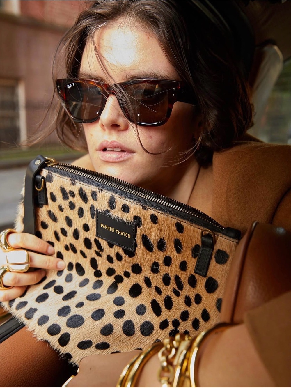 Parker Thatch Leopard Cheetah Bella Bag Clutch Purse